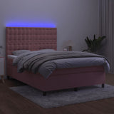 Sommier à lattes de lit matelas et LED Rose 140x190 cm Velours