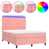 Sommier à lattes de lit matelas et LED Rose 140x200 cm Velours