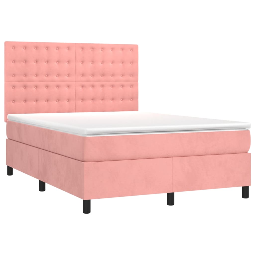 Sommier à lattes de lit matelas et LED Rose 140x200 cm Velours