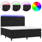 Sommier à lattes de lit matelas et LED Noir 160x200 cm Velours