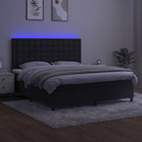 Sommier à lattes de lit matelas et LED Noir 160x200 cm Velours