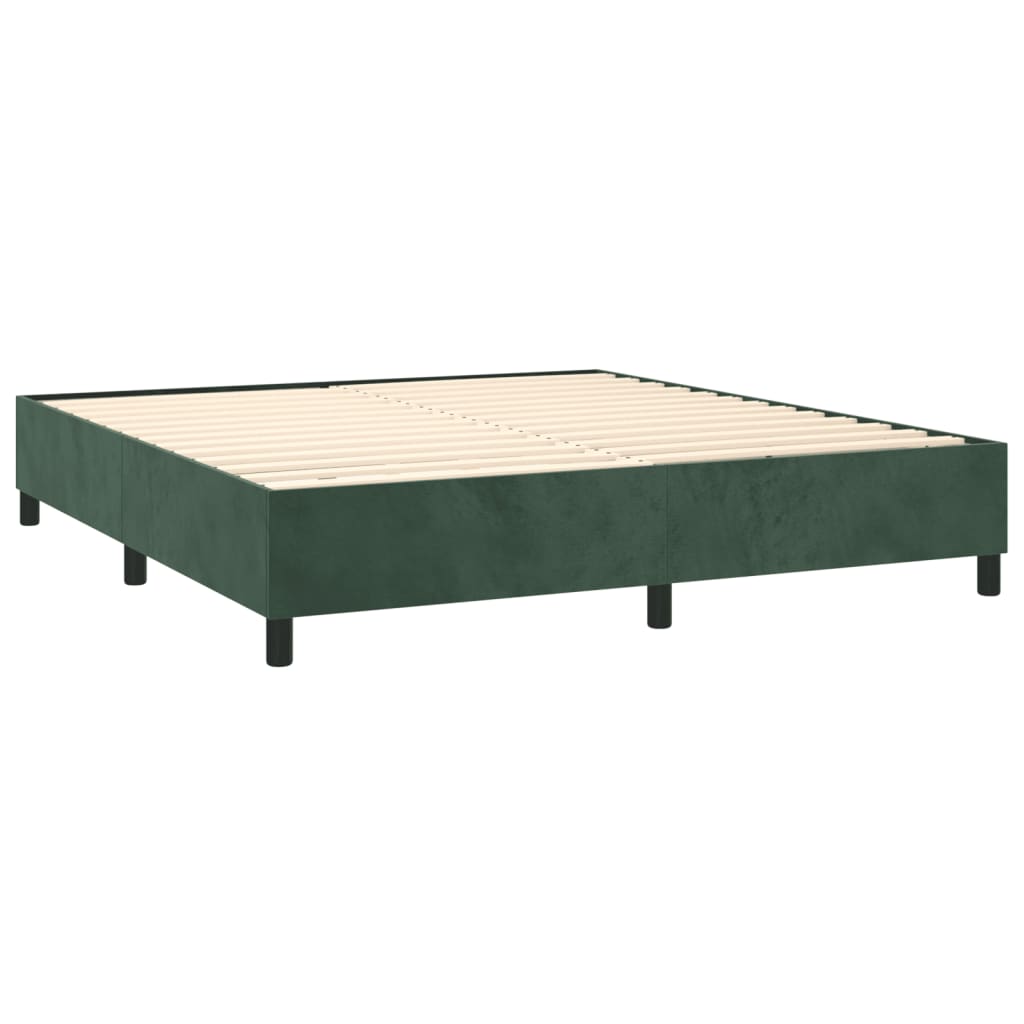 Sommier à lattes de lit matelas et LED Vert foncé 180x200 cm