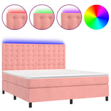 Sommier à lattes de lit matelas et LED Rose 180x200 cm Velours