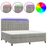 Sommier à lattes de lit matelas et LED Gris clair 200x200 cm