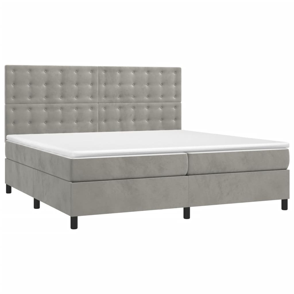 Sommier à lattes de lit matelas et LED Gris clair 200x200 cm