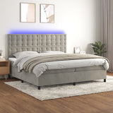 Sommier à lattes de lit matelas et LED Gris clair 200x200 cm