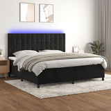 Sommier à lattes de lit matelas et LED Noir 200x200 cm Velours