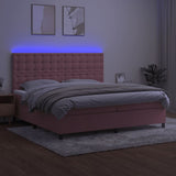 Sommier à lattes de lit matelas et LED Rose 200x200 cm Velours