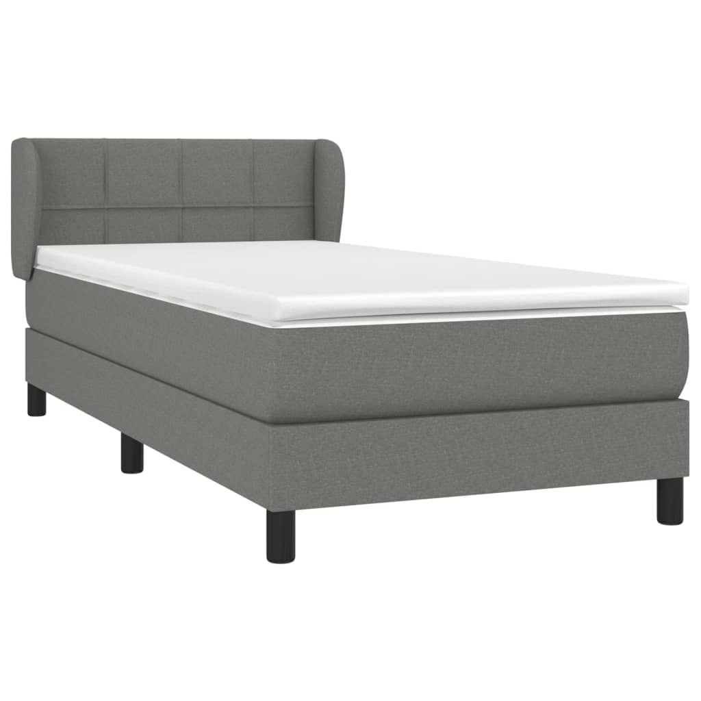 Sommier à lattes de lit avec matelas Gris foncé 100x200cm Tissu