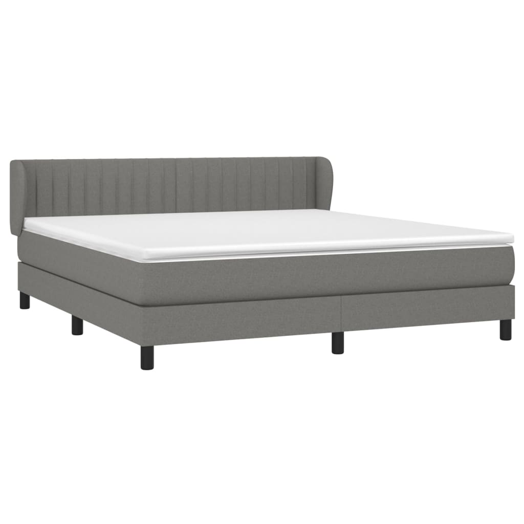 Sommier à lattes de lit avec matelas Gris foncé 160x200cm Tissu