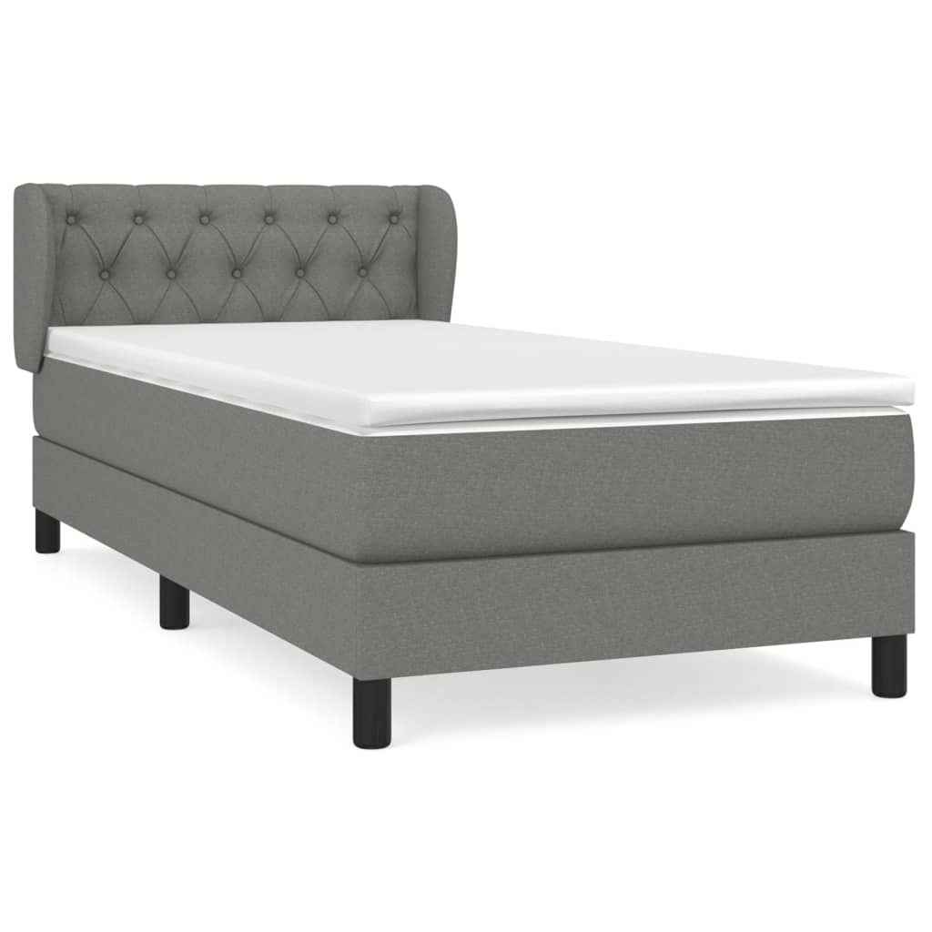 Sommier à lattes de lit avec matelas Gris foncé 80x200 cm Tissu