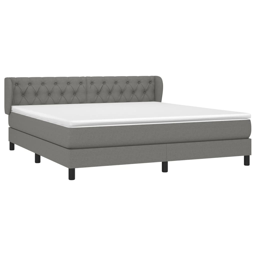 Sommier à lattes de lit avec matelas Gris foncé 160x200cm Tissu