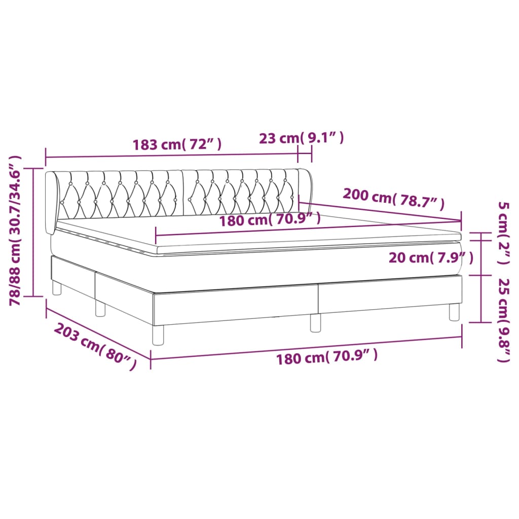 Sommier à lattes de lit avec matelas Taupe 180x200 cm Tissu