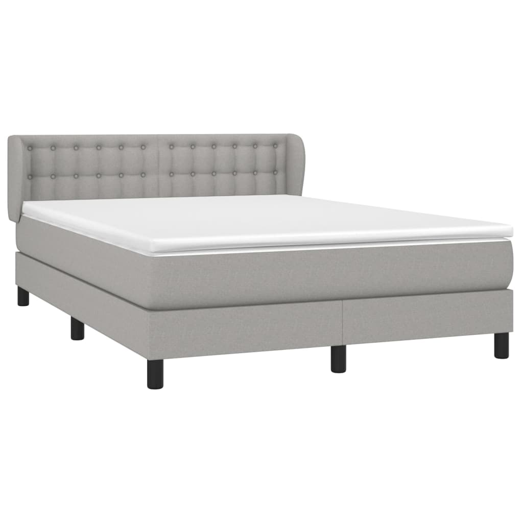 Sommier à lattes de lit avec matelas Gris clair 140x190cm Tissu