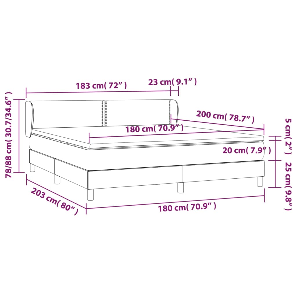 Sommier à lattes de lit avec matelas Noir 180x200 cm Tissu