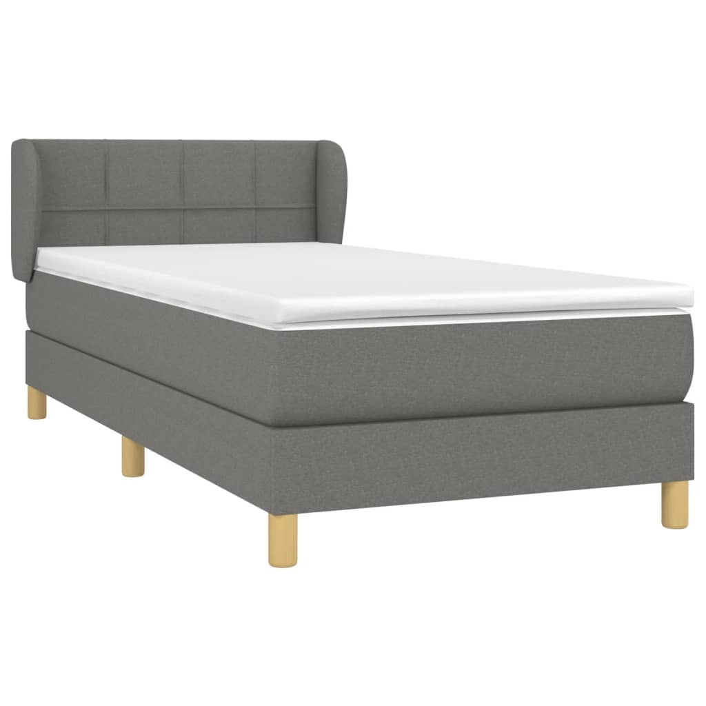 Sommier à lattes de lit avec matelas Gris foncé 80x200 cm Tissu