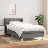 Sommier à lattes de lit avec matelas Gris foncé 90x200 cm Tissu