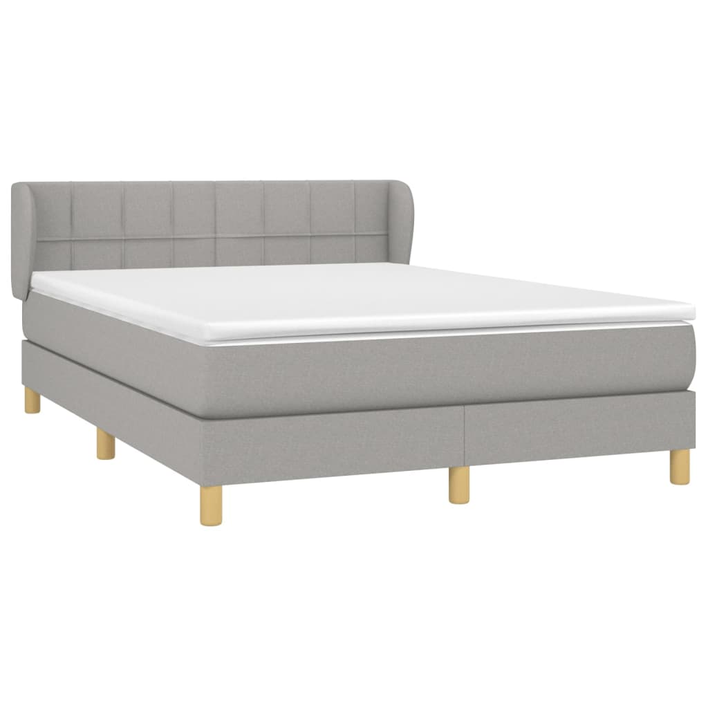 Sommier à lattes de lit avec matelas Gris clair 140x190cm Tissu