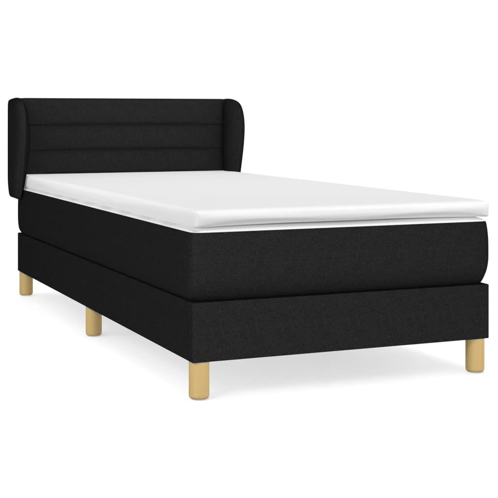 Sommier à lattes de lit avec matelas Noir 90x200 cm Tissu