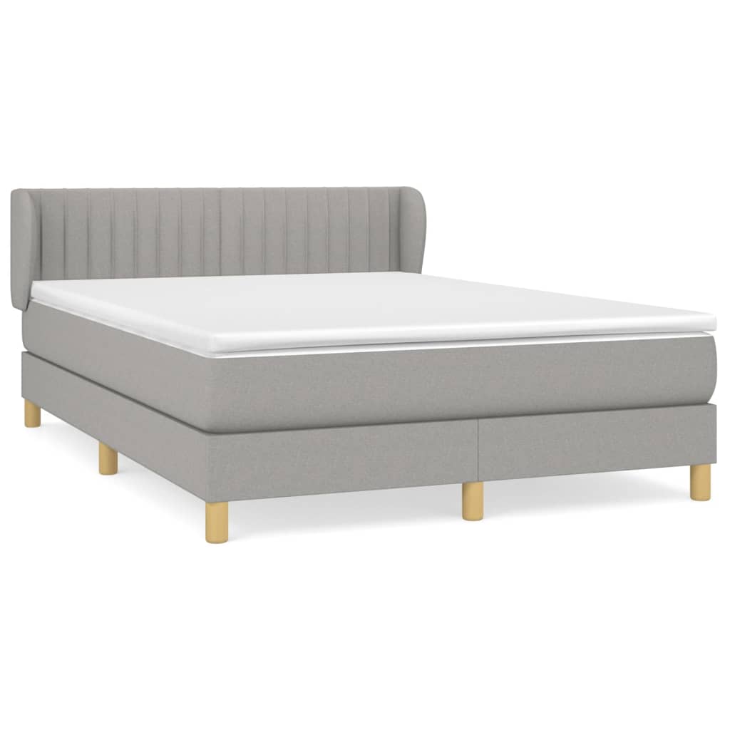 Sommier à lattes de lit avec matelas Gris clair 140x190cm Tissu