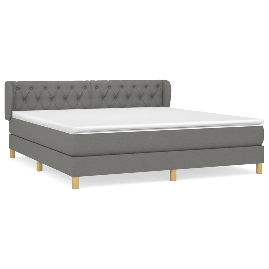 Sommier à lattes de lit avec matelas Gris foncé 160x200cm Tissu