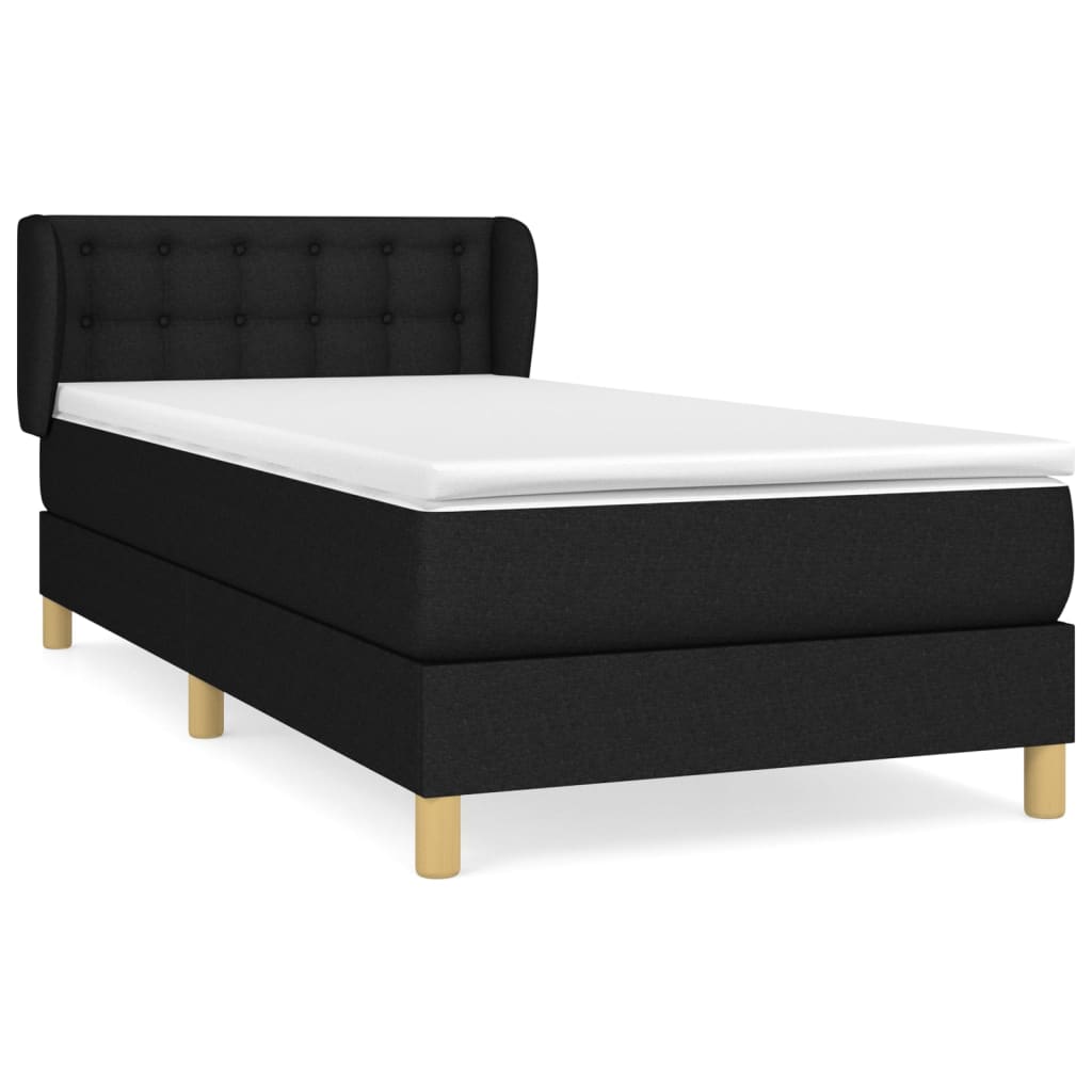 Sommier à lattes de lit avec matelas Noir 90x200 cm Tissu