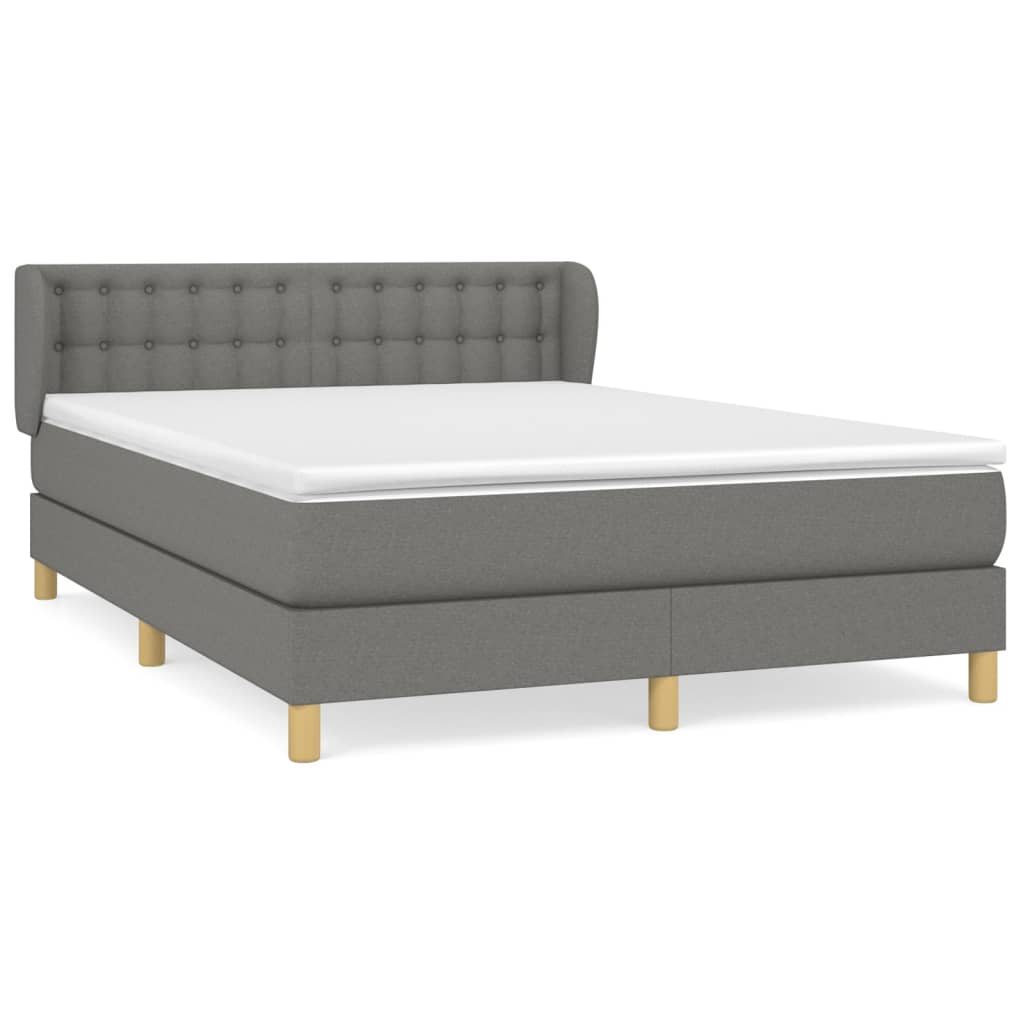 Sommier à lattes de lit avec matelas Gris foncé 140x190cm Tissu