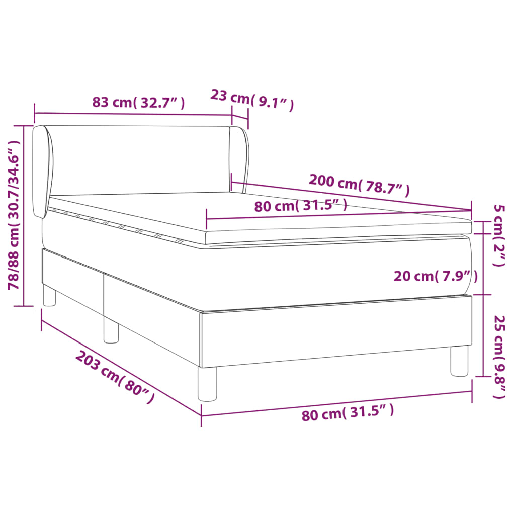 Sommier à lattes de lit avec matelas Noir 80x200cm Similicuir