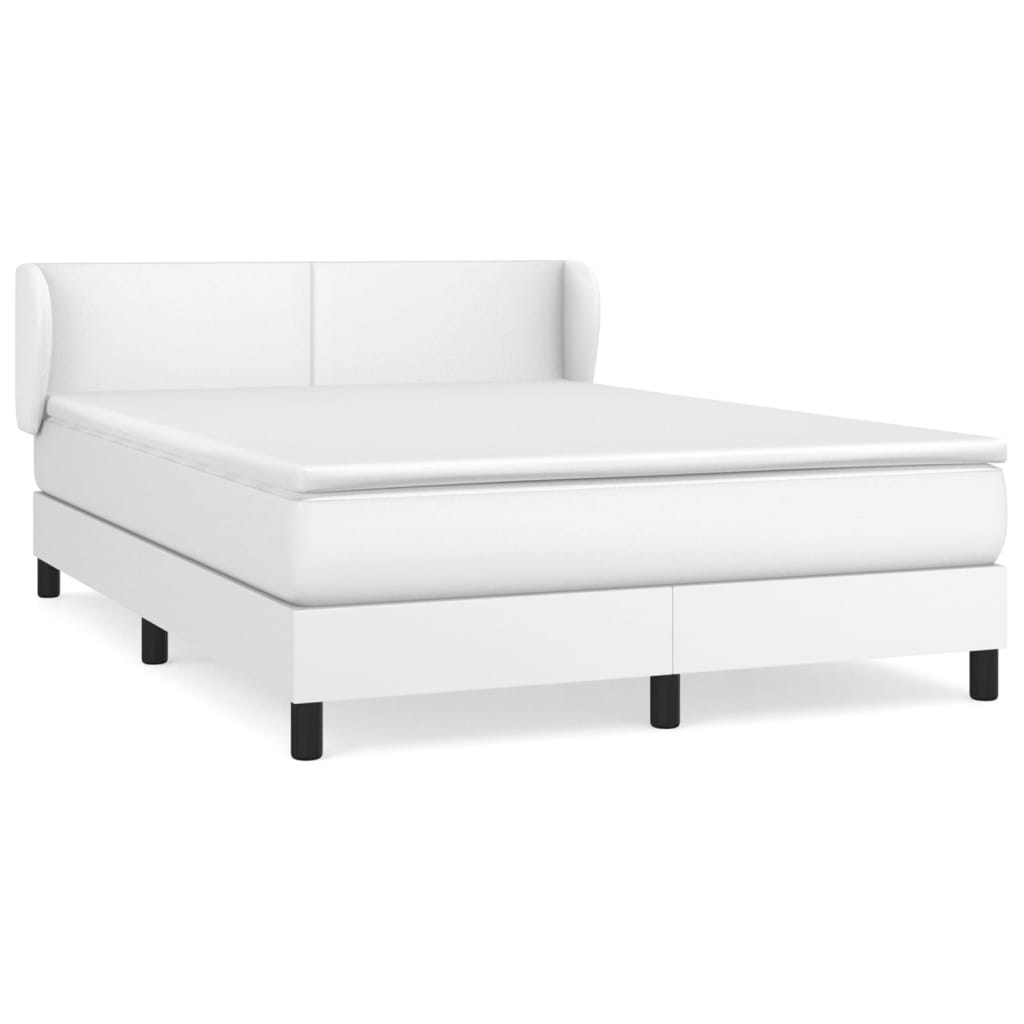 Sommier à lattes de lit avec matelas Blanc 140x190cm Similicuir