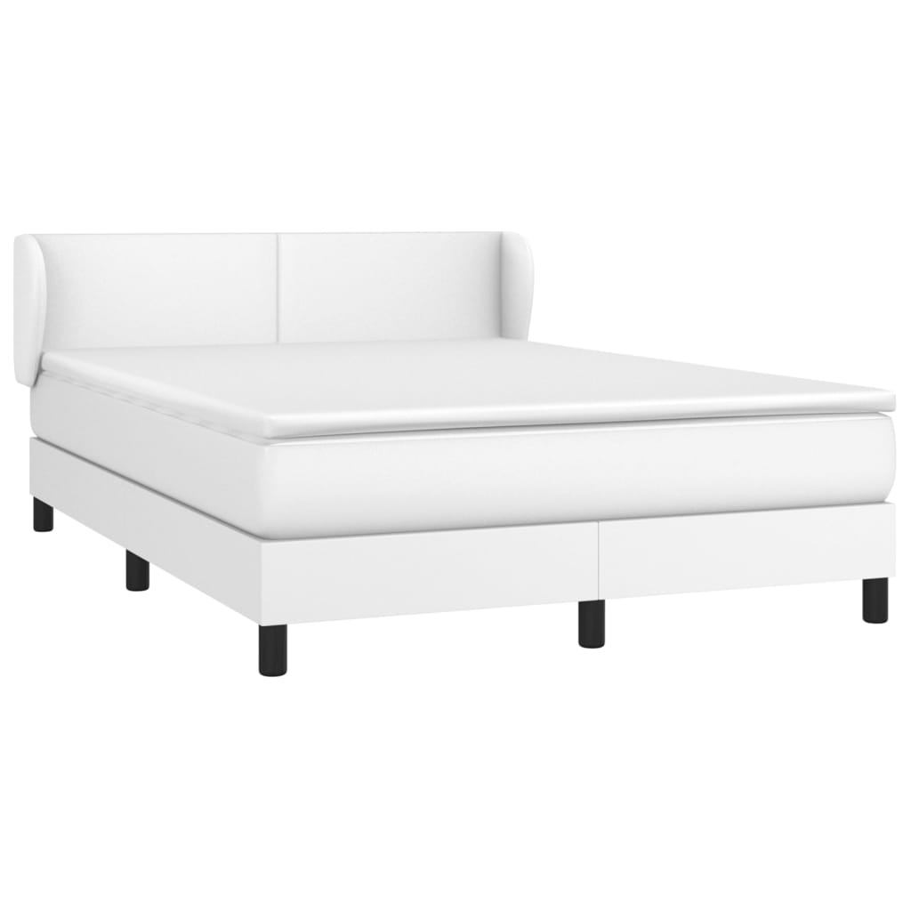 Sommier à lattes de lit avec matelas Blanc 140x190cm Similicuir