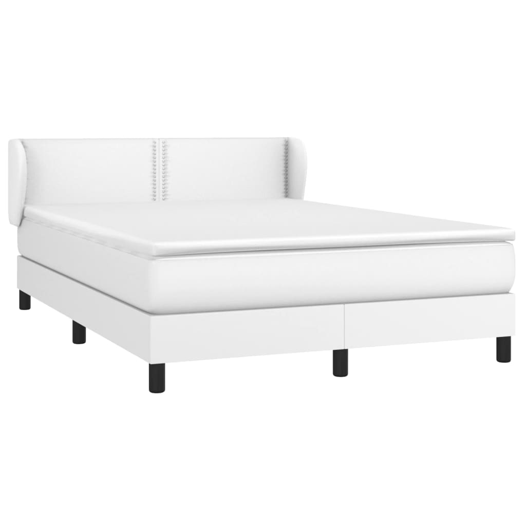 Sommier à lattes de lit avec matelas Blanc 140x190cm Similicuir