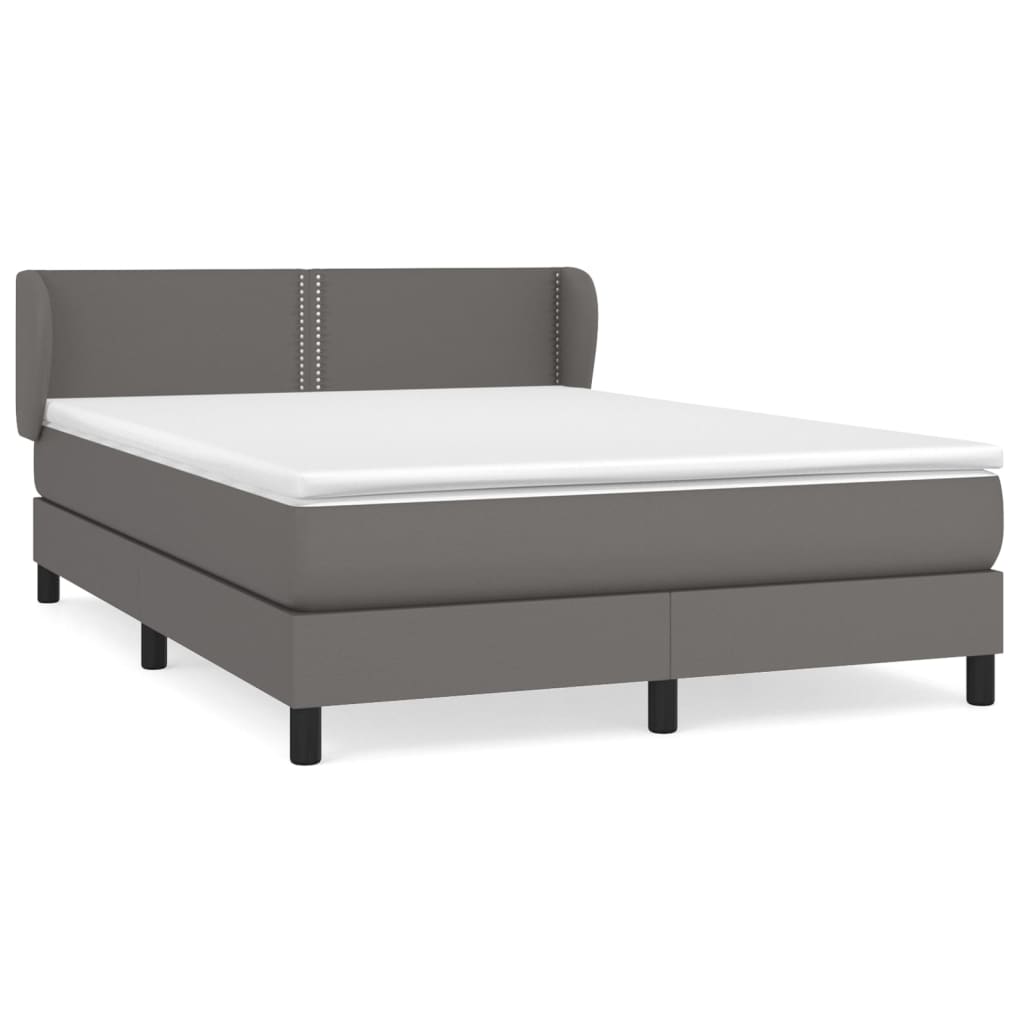 Sommier à lattes de lit avec matelas Gris 140x190 cm Similicuir