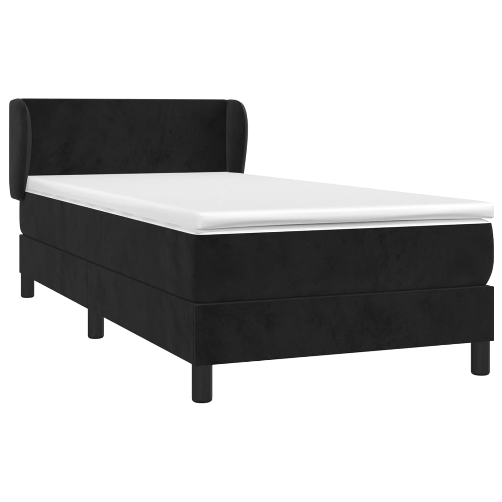 Sommier à lattes de lit avec matelas Noir 90x200 cm Velours