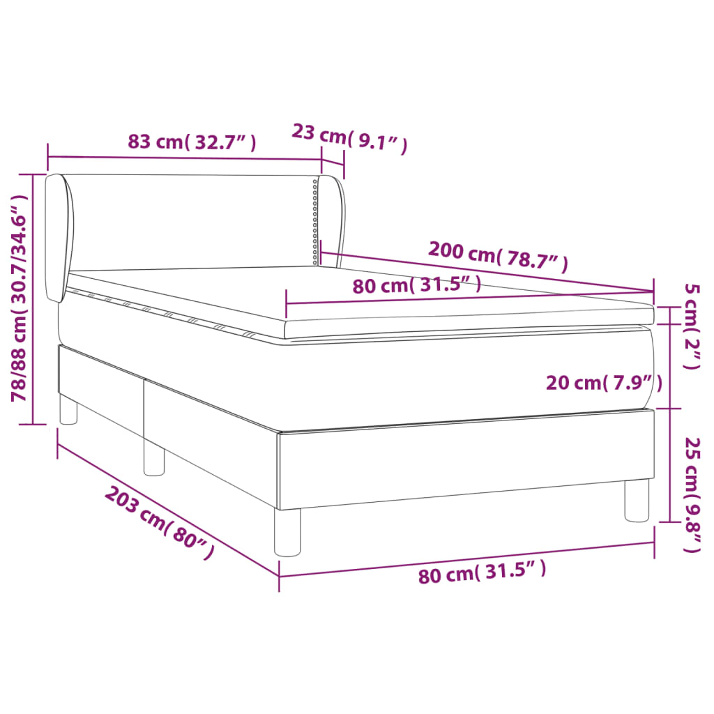 Sommier à lattes de lit et matelas Rose 80x200 cm Velours