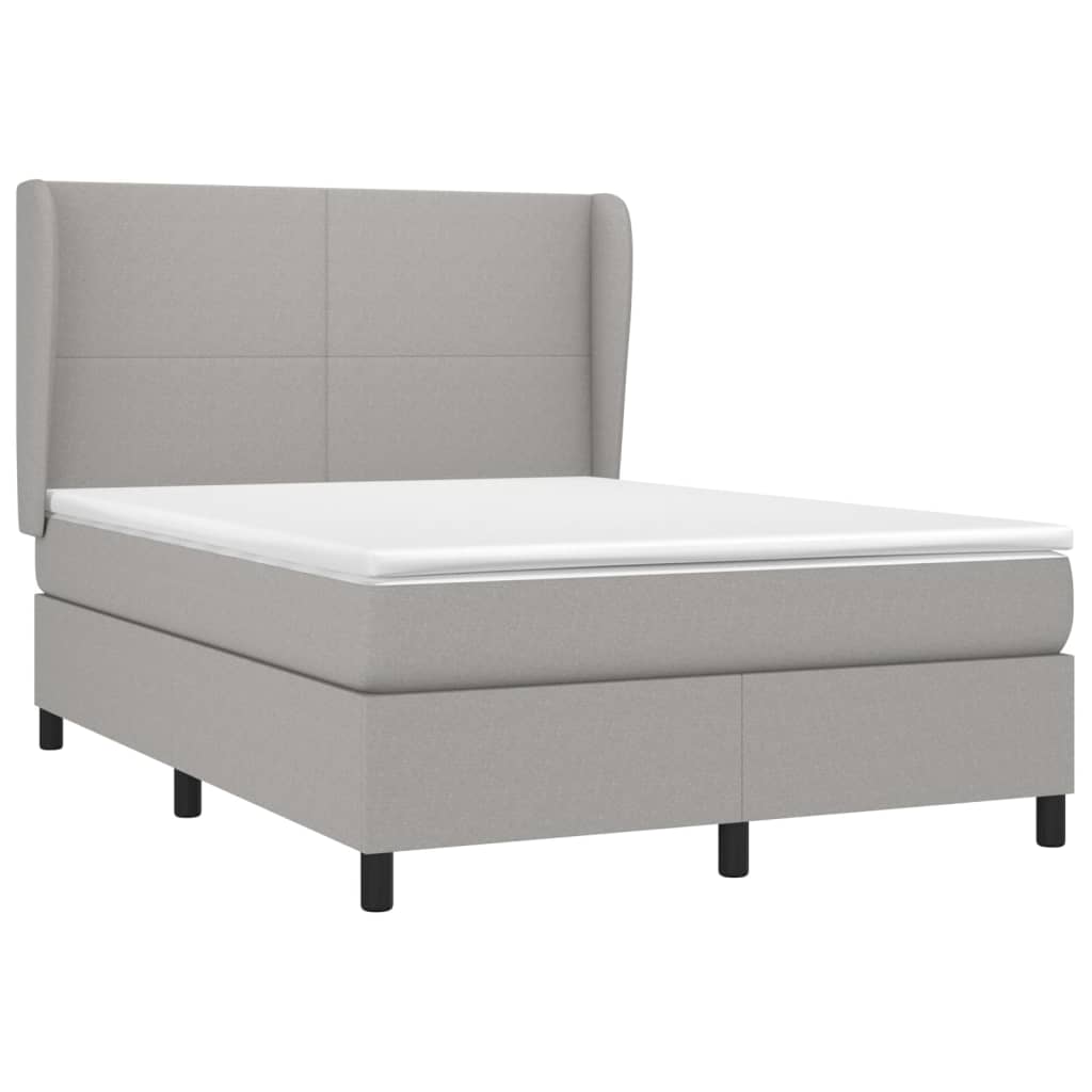 Sommier à lattes de lit avec matelas Gris clair 140x190cm Tissu