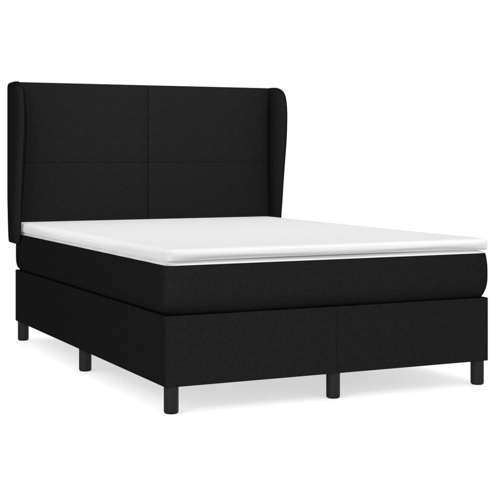 Sommier à lattes de lit avec matelas Noir 140x190 cm Tissu