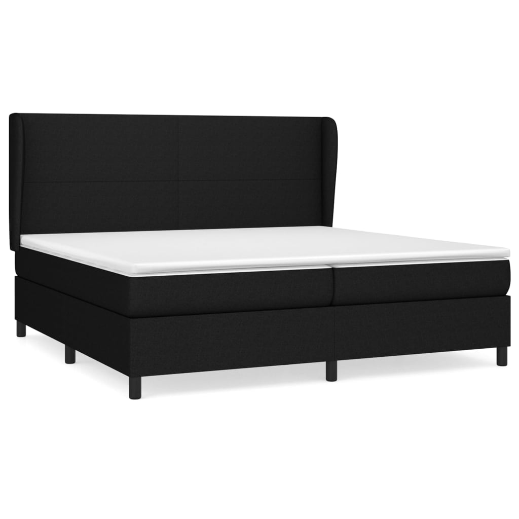 Sommier à lattes de lit avec matelas Noir 200x200 cm Tissu