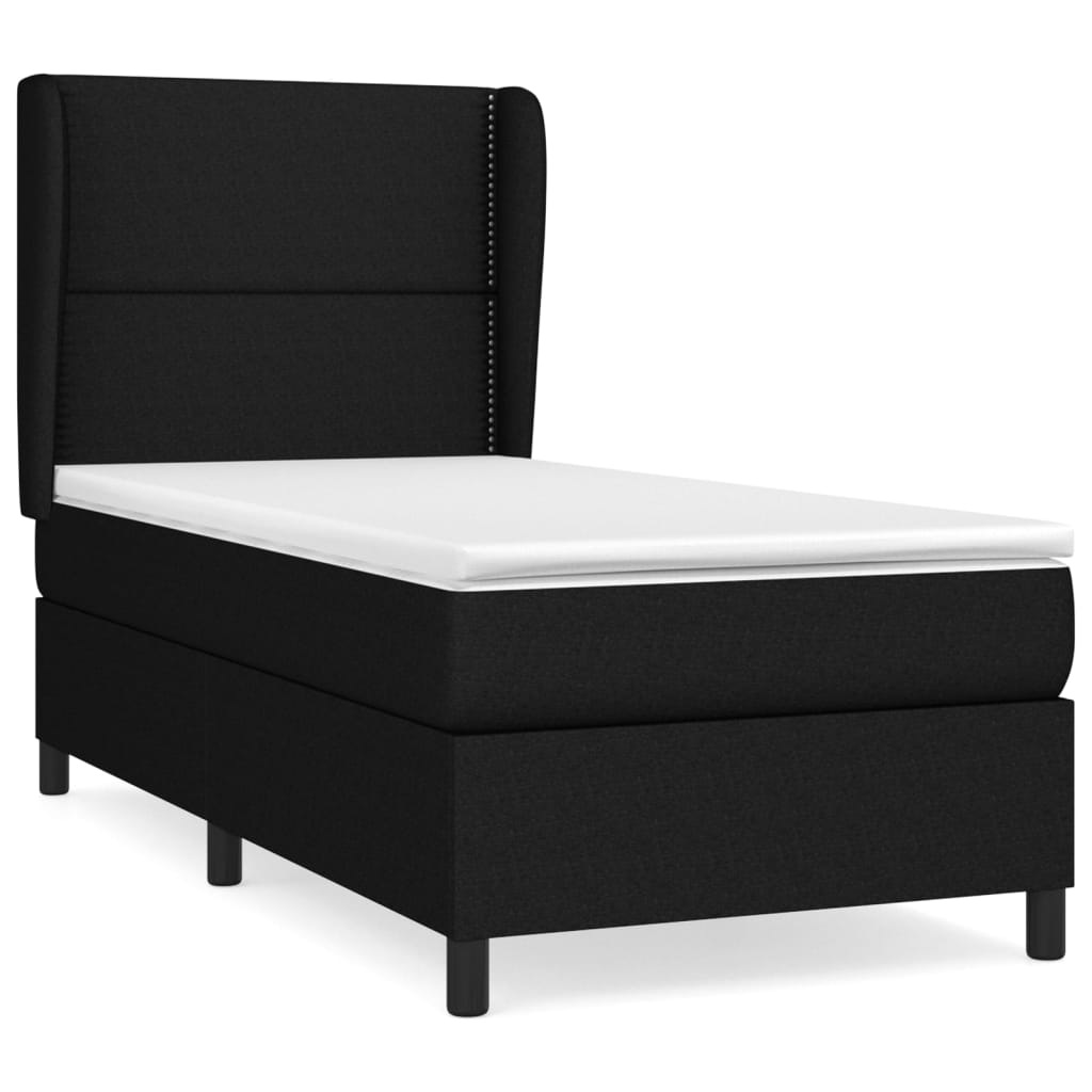 Sommier à lattes de lit avec matelas Noir 90x200 cm Tissu