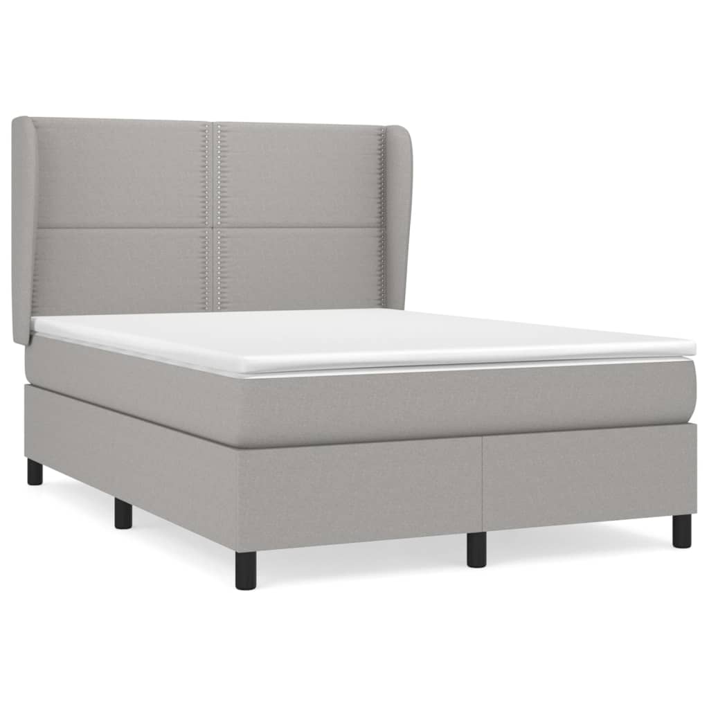 Sommier à lattes de lit avec matelas Gris clair 140x190cm Tissu