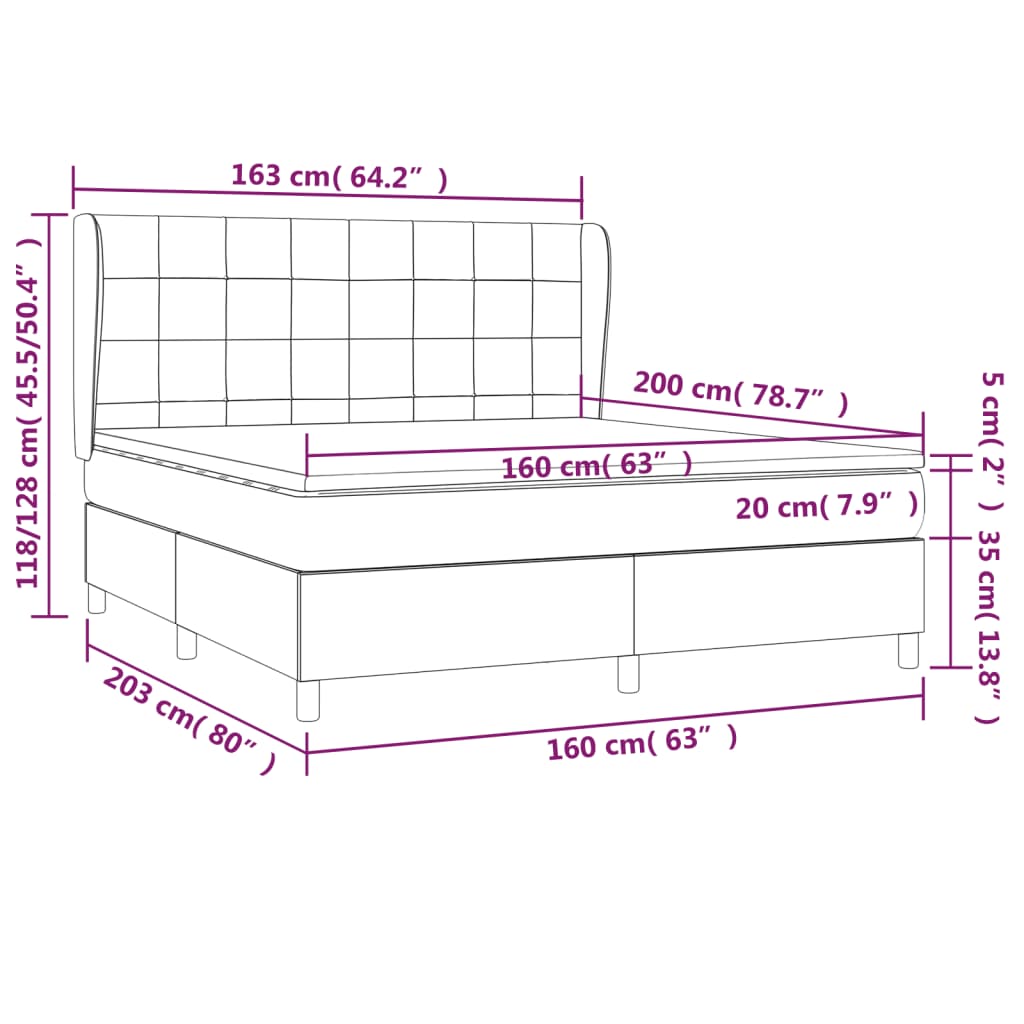 Sommier à lattes de lit avec matelas Crème 160x200 cm Tissu