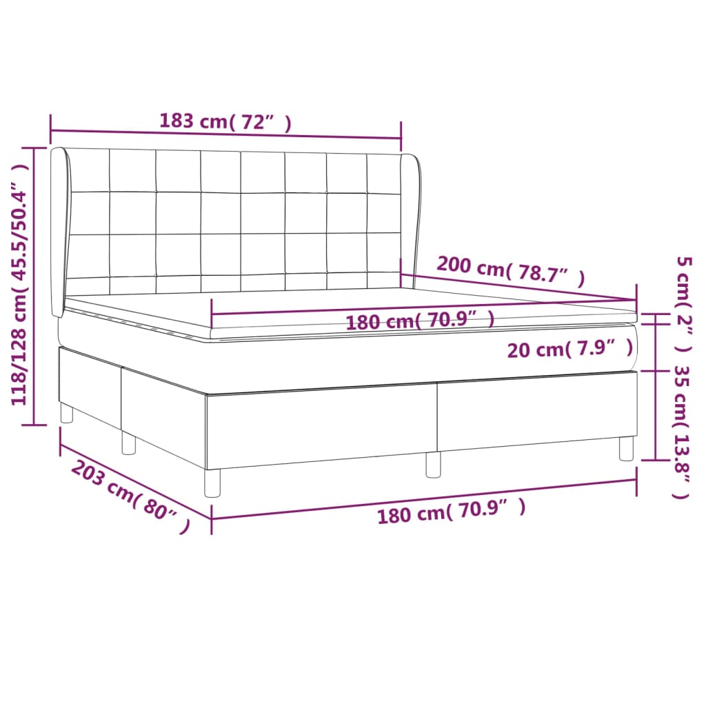 Sommier à lattes de lit avec matelas Crème 180x200 cm Tissu