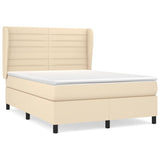 Sommier à lattes de lit avec matelas Crème 140x190 cm Tissu