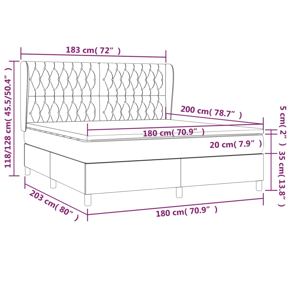 Sommier à lattes de lit avec matelas Gris foncé 180x200cm Tissu