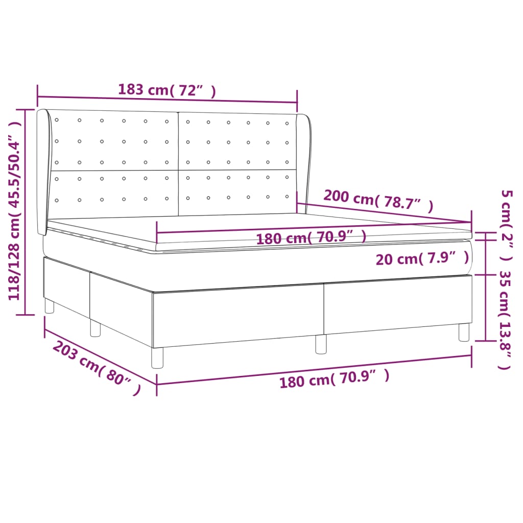 Sommier à lattes de lit avec matelas Crème 180x200 cm Tissu