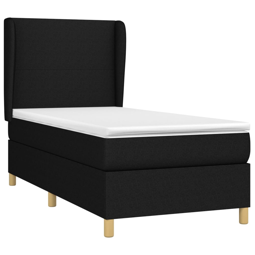 Sommier à lattes de lit avec matelas Noir 90x200 cm Tissu