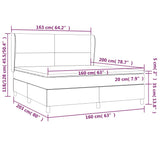 Sommier à lattes de lit avec matelas Gris foncé 160x200cm Tissu