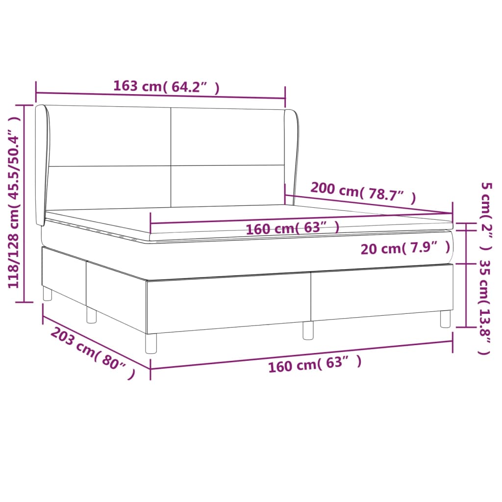 Sommier à lattes de lit avec matelas Crème 160x200 cm Tissu