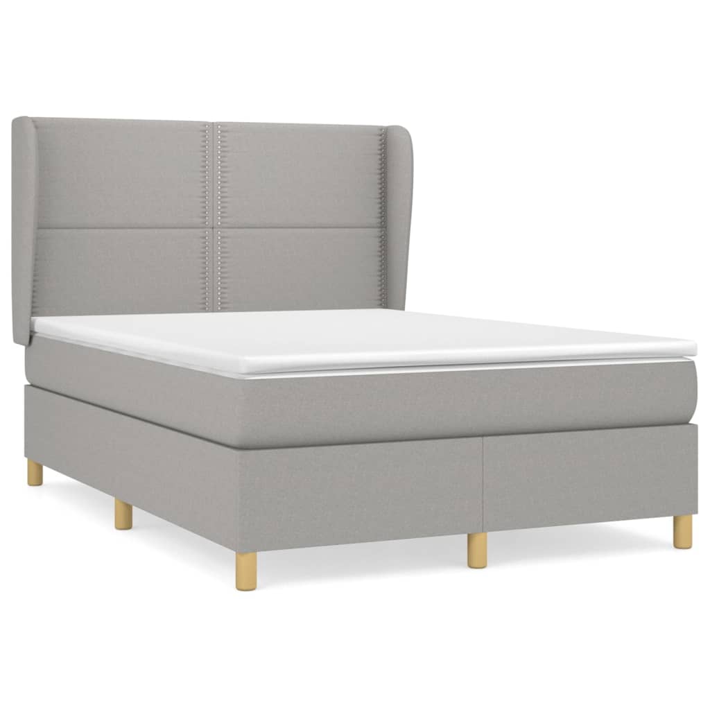 Sommier à lattes de lit avec matelas Gris clair 140x190cm Tissu