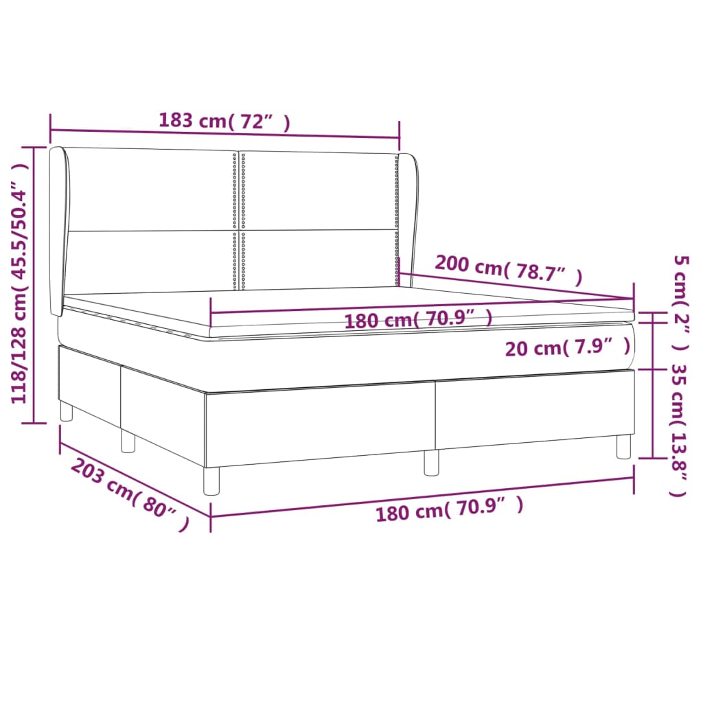 Sommier à lattes de lit avec matelas Gris foncé 180x200cm Tissu