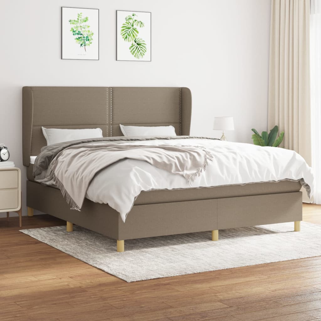 Sommier à lattes de lit avec matelas Taupe 180x200 cm Tissu